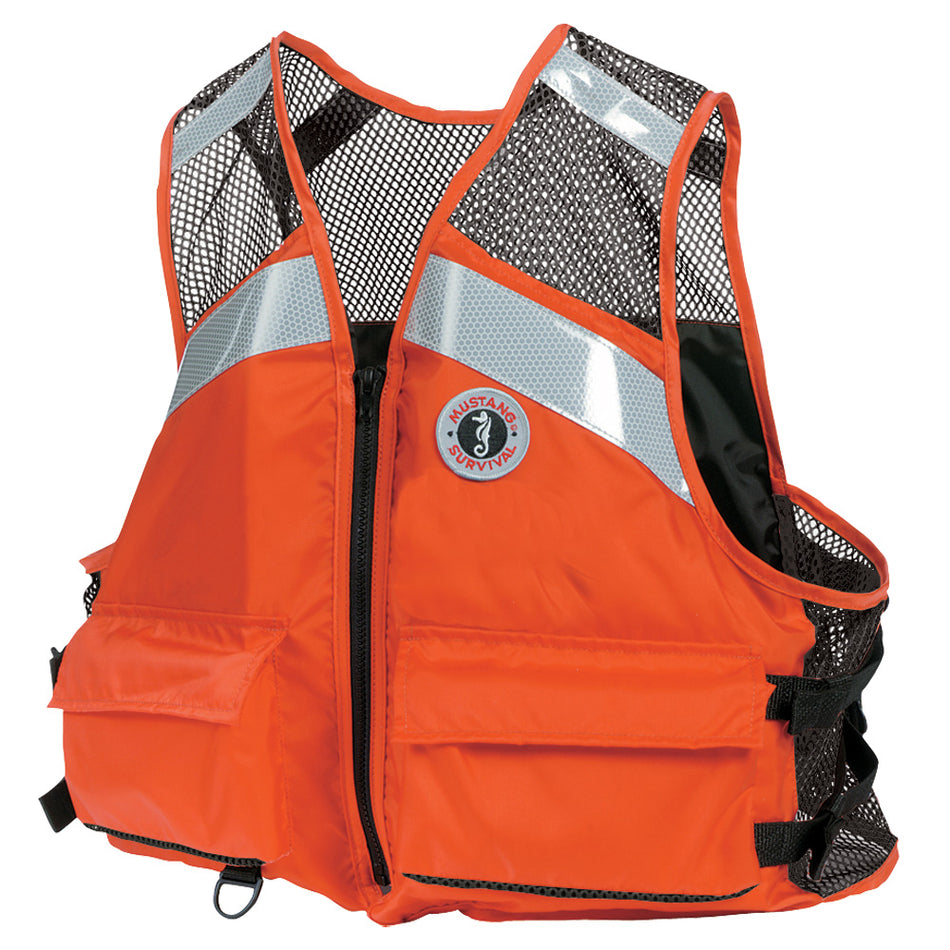 Chaleco de malla industrial Mustang - Naranja - Pequeño/Mediano [MV1254T1-2-S/M-216]