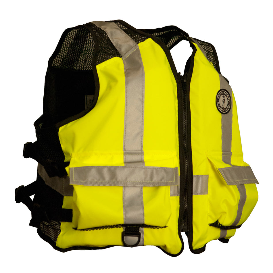 Chaleco de malla industrial de alta visibilidad Mustang - Amarillo fluorescente/verde/negro - XL/grande [MV1254T3-239-L/XL-216]