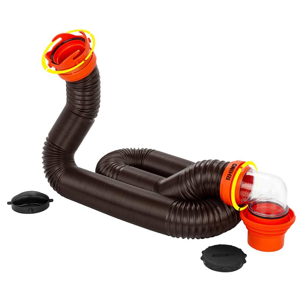 Camco RhinoFLEX 15 Sewer Hose Kit w/4 In 1 Elbow Caps [39761] - XP Marine