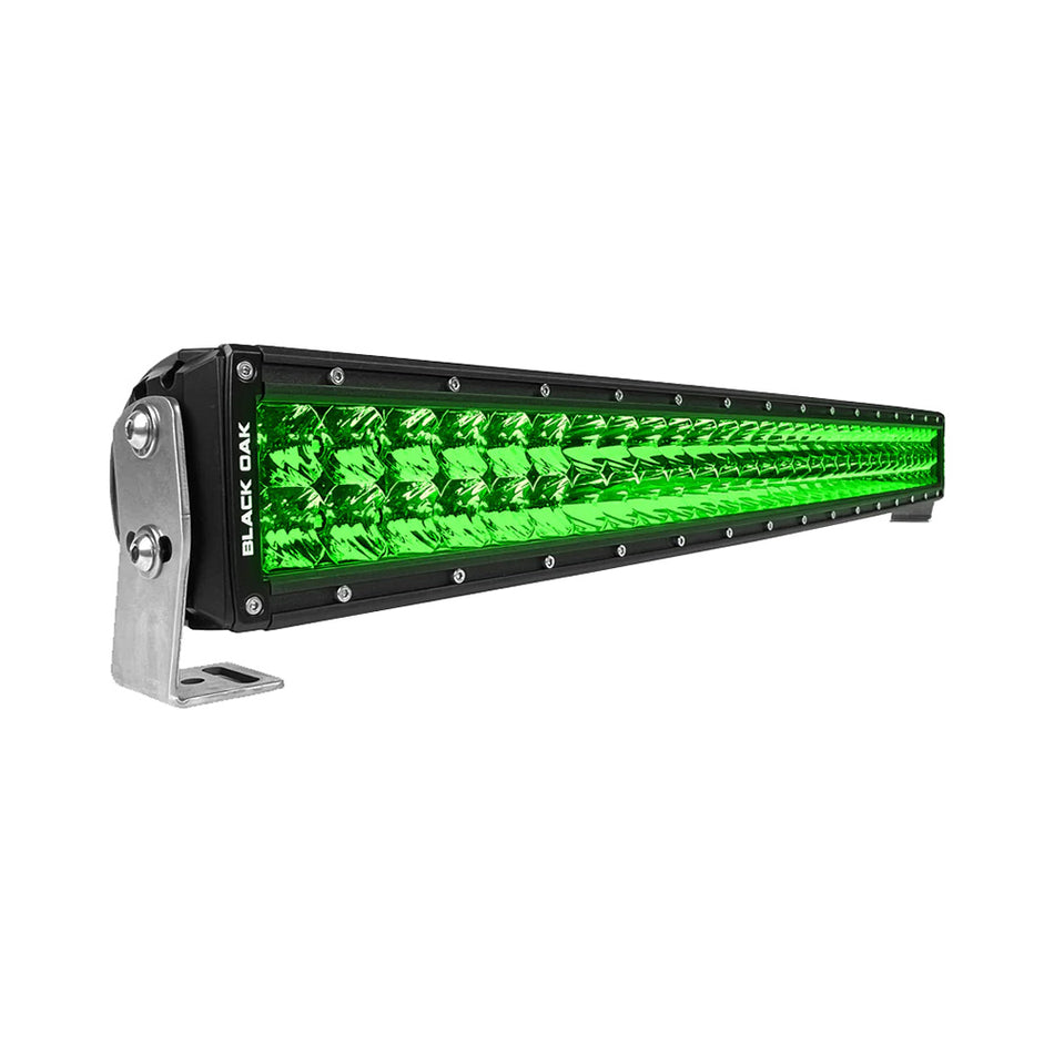 Black Oak 30" Curved Double Row Green LED Hog Hunting Light Bar - Combo Optics - Black Housing - Pro Series 3.0 [30CG-D3OS]