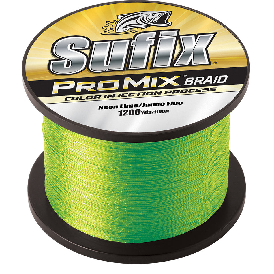 Hilo trenzado Sufix ProMix, 10 lb, color lima neón, 1200 yardas [630-310L]