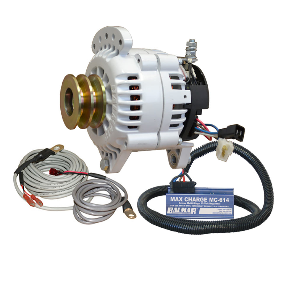 Kit de alternador Balmar de 120 amperios, 12 V, 3,15", soporte de pie doble, polea en V doble, regulador, sensor de temperatura [60-YP-MC-120-DV]