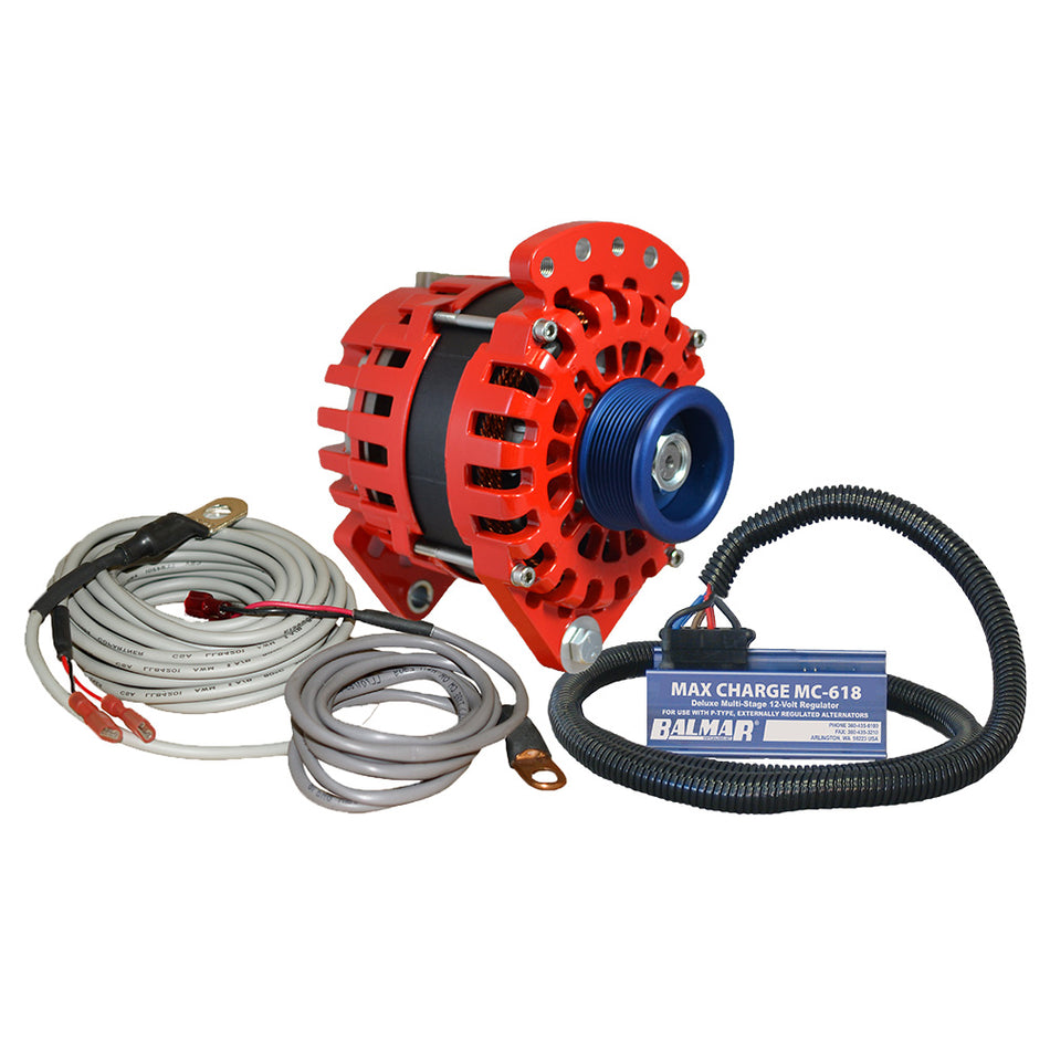 Kit de alternador Balmar de 170 amperios, 12 V, 3,15", soporte de doble pie, polea J10, regulador, sensor de temperatura [XT-CR-170-J10-KIT]