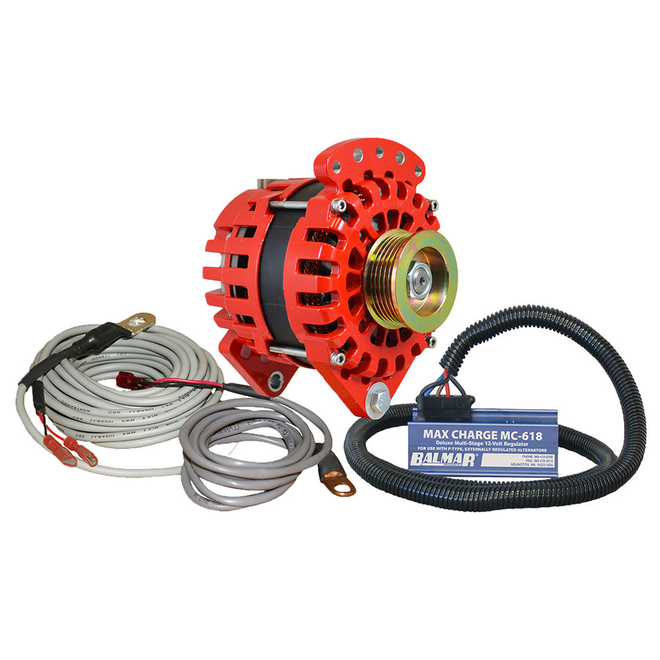 Kit de alternador Balmar de 170 amperios, 12 V, 3,15", soporte de doble pie, polea K6, regulador, sensor de temperatura [XT-CR-170-K6-KIT]