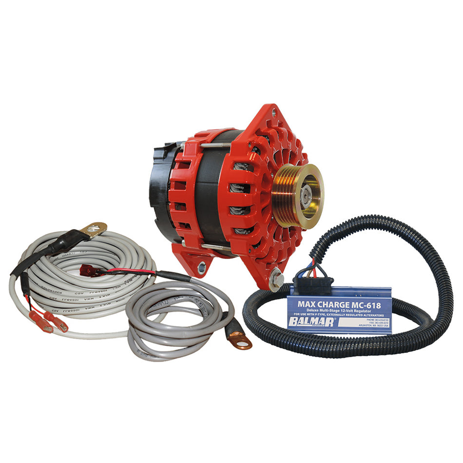 Kit de alternador Balmar de 170 amperios, 12 V, 4" y doble soporte de pie, polea K6 [XT-DF4-170-K6]